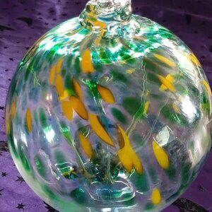 Hanging Glass Ball 6" Diameter "Winter Tree" Witch Ball (1) #26